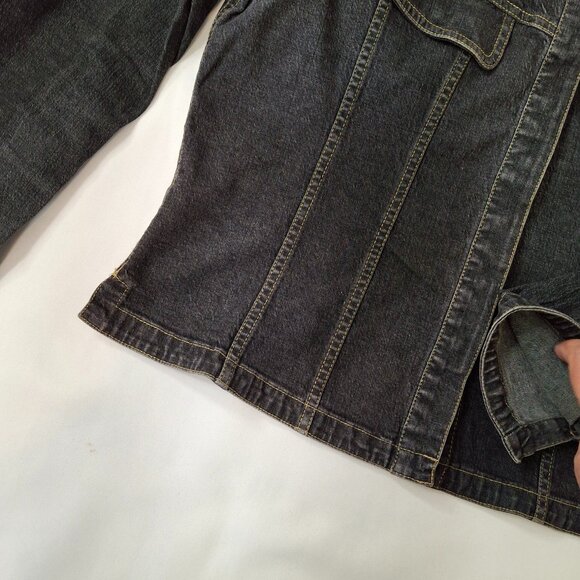 Vintage Liz Claiborne Womens Jean Jacket Lizwear Jeans Line Sz L Cropped Casual - Picture 9 of 9
